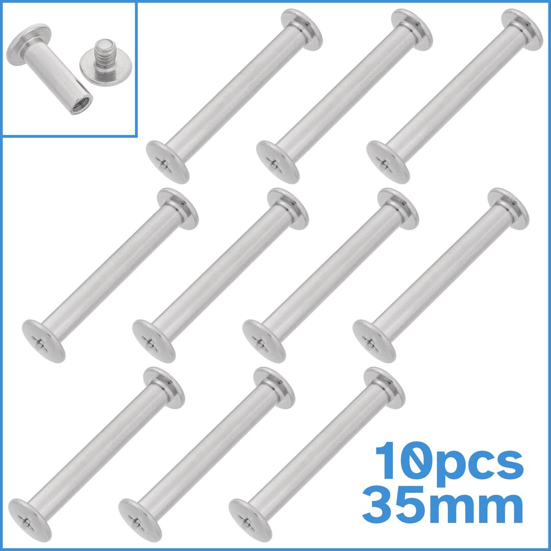 10 Sets 35mm X 5mm Chicago Bookbinding Screws Nickel Plated Phillips ...