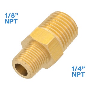 1/8&quot; NPT Male To 1/4&quot; NPT Male Brass Pipe Fitting 28mm Coupler Hex Threaded Tube Connector Adaptor Joiner Reducer Piping Water Gas Oil Fuel
