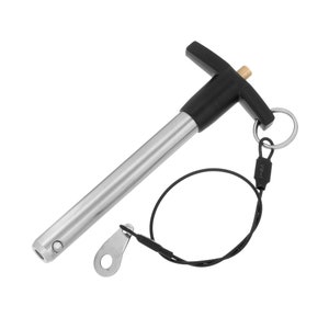 12mm x 80mm Ball Lock Pin With Cable & Black T Head Stainless Steel Quick Release Self Locking Fasten Push Pull In Out Shaft Security Tool