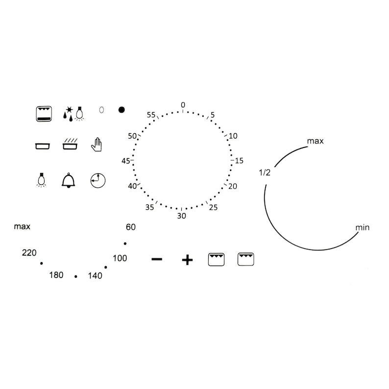 Black Text 3 Dial Types & Symbols Oven Cooker Temperature Etsy