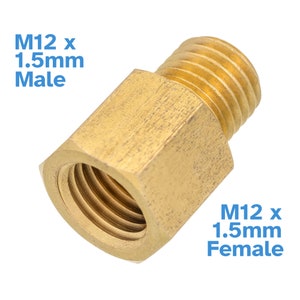 M12 x 1.5mm Male To M12 x 1.5mm Female Brass Pipe Fitting Coupler Reducer Hex Head Water Gas Oil Fuel Tube Threaded Connector Adaptor Joiner