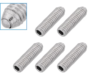 5pcs M3 x 10mm Threaded Ball Spring Plunger Stainless Steel 10N Max Load Screw Bolt Hex Socket Point Grub Indexing Positioning Loading Tool