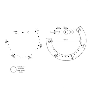 Texte noir 2 pièces 50-250 degrés dans le sens des aiguilles d'une montre autocollants de température pour poêle auto-adhésifs autocollants de fond transparent bouton de commutation remplacement du gaz du four
