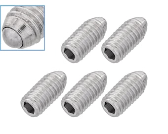 5pcs M5 x 10mm Threaded Ball Spring Plunger Stainless Steel 20N Max Load Screw Bolt Hex Socket Point Grub Indexing Positioning Loading Tool