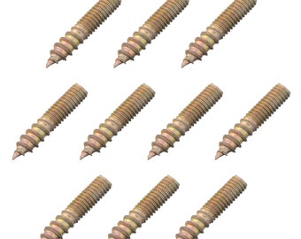 10 piezas M4 x 20 mm Perno de suspensión Zincado Pasador de madera a metal Tornillo tirafondo Rosca métrica Doble extremo Fijación de muebles Pata Autorroscante Cabeza de madera