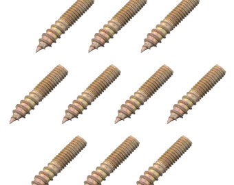 10pcs M4 x 20mm Hanger Bolt Zinc Plated Wood To Metal Dowel Lag Screw Metric Thread Double Ended Furniture Fix Leg Self Tapping Timber Head