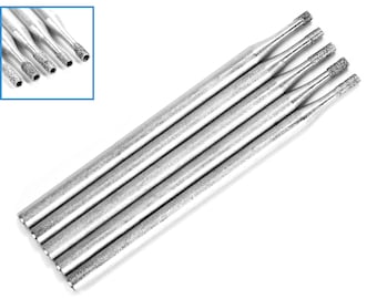 5pcs 1mm Cylinder Head Diamond Burrs 2.35mm Shank Polishing Grinding Carving Gem Stone File Mount Tip Tipped Rotary Drill Bit Tool Set