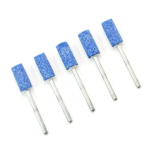 5pcs 8mm Cylinder Chrome Corundum Burr Abrasive Ceramic Stone 3mm Shank Polishing Grinding Buffing Rotary Drill Bit Bur File Mount Tip Tool