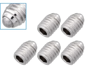 5pcs M6 x 8mm Threaded Ball Spring Plunger Stainless Steel 25N Max Load Screw Bolt Hex Socket Point Grub Indexing Positioning Loading Tool
