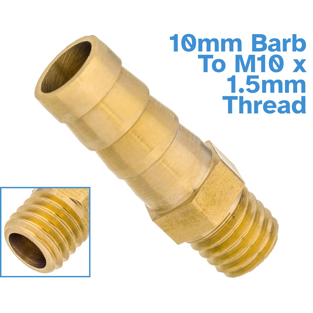 Brass Fitting 10mm Barb M10 X 1.5mm Male Thread Hose Tail End Threaded ...
