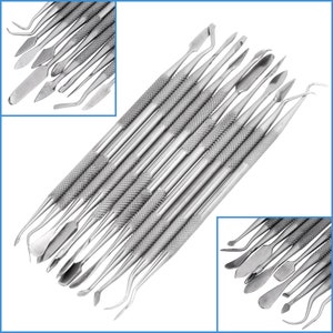 12pcs Stainless Steel Carving Tool Spatula Carver Knurled Handle Pottery Sculpture Wax Craft Modelling Pin Double Ended Head Art DIY Kit Set
