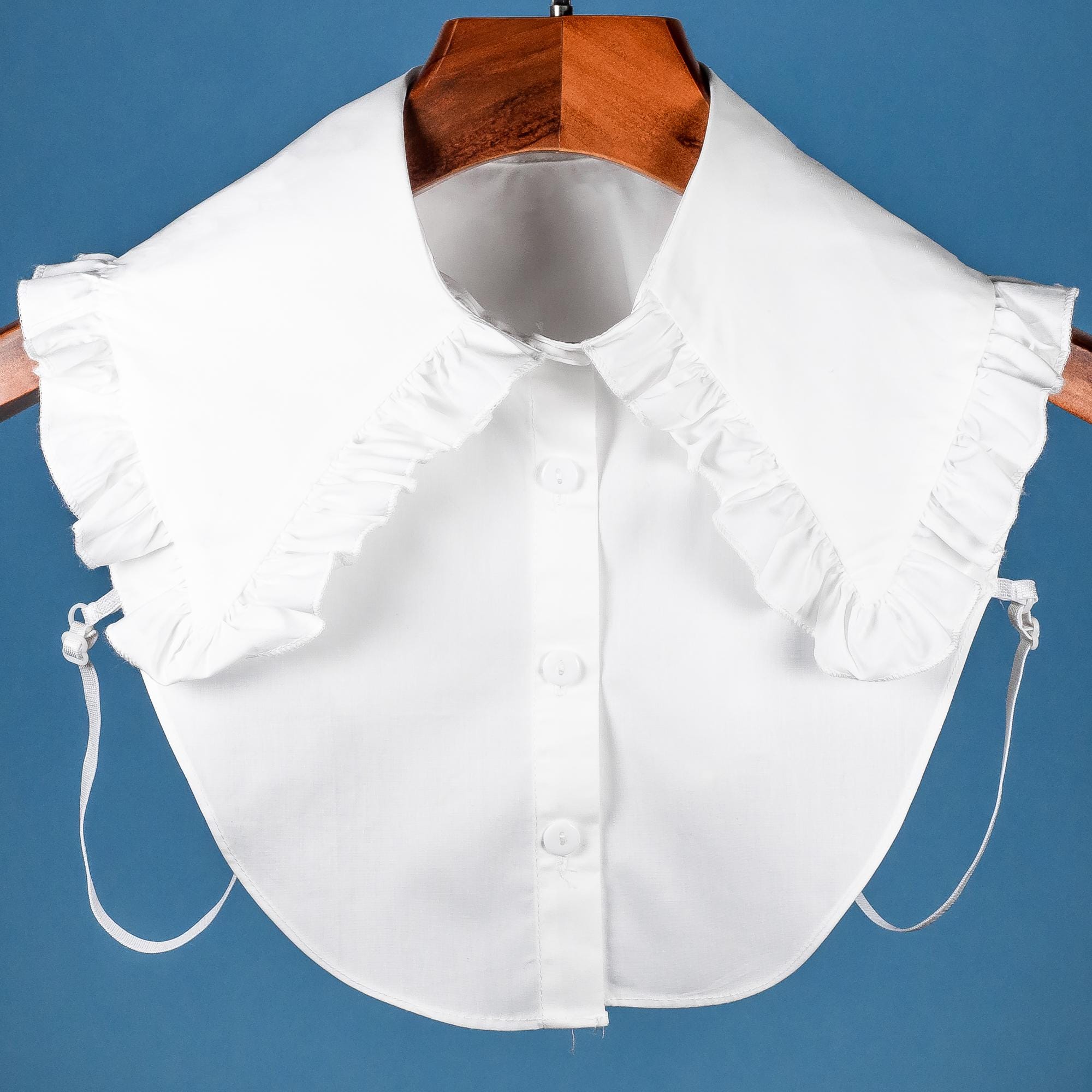 Round Collared White False Peter Pan Ruffled Cotton Round Collar Rounded Design for ...