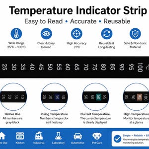 25 to 100 Degree Celsius Temperature Sensitive Adhesive Label Thermometer Decal For Barista Coffee Making Heating Milk & Many Other Uses image 2