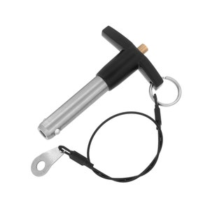12mm x 40mm Ball Lock Pin With Cable & Black T Head Stainless Steel Quick Release Self Locking Fasten Push Pull In Out Shaft Security Tool