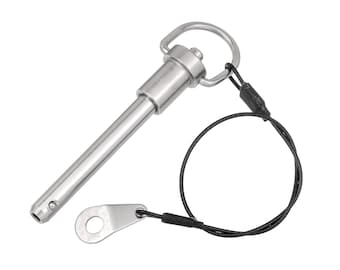 8mm x 50mm Quick Release Ball Lock Pin With 26cm Wire Cable Stainless Steel Self Locking Fasten Push Pull In Out Shaft Security Bolt Tool