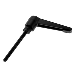 以下が含まれることがあります： 黒いプラスチック製のハンドルと、ねじ山のある金属シャフト。ハンドルはストレートでフラットなデザインで、丸みを帯びた端になっています。