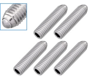 5pcs M8 x 30mm Threaded Ball Spring Plunger Stainless Steel 35N Max Load Screw Bolt Hex Socket Point Grub Indexing Positioning Loading Tool