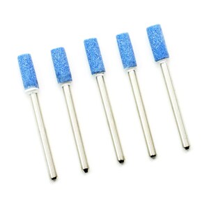 5pcs 5mm Cylinder Chrome Corundum Burr Abrasive Ceramic Stone 3mm Shank Polishing Grinding Buffing Rotary Drill Bit Bur File Mount Tip Tool