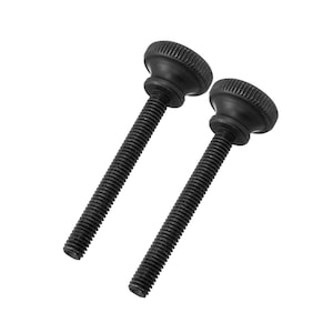 2個 M6 x 50 mm ブラック つまみネジ ローレットヘッド カーボンスチール 手締め 緩め ナット ロック クランプ ねじ付き ローレットボルト 締め付けツール