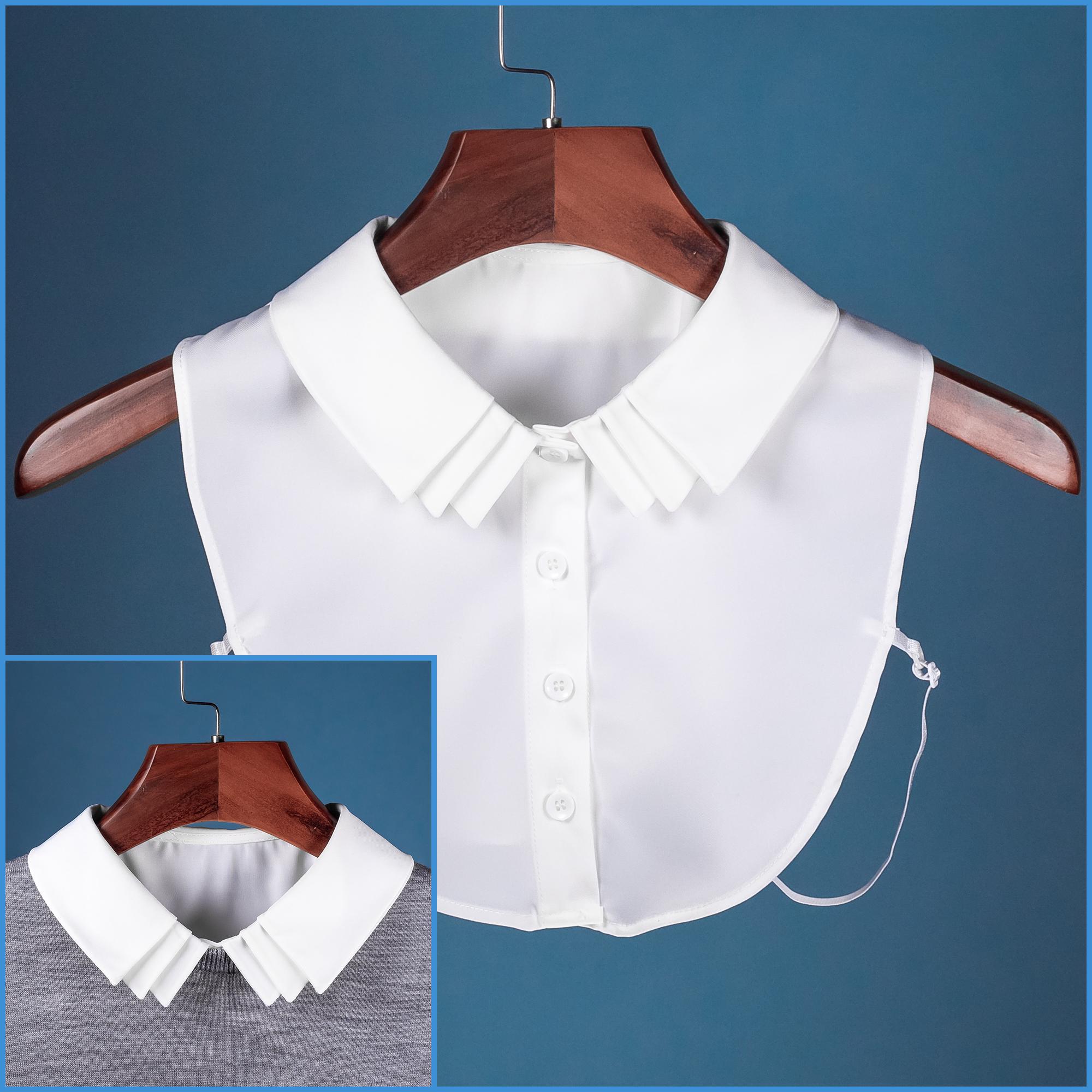 Dickey Collar Sweater With Fake Collared Shirt Women Shirts Dickey