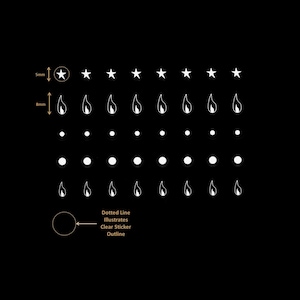 Texte blanc 40 pièces Indicateur de point de gaz d'allumage par flamme Plaque de cuisson dans le sens des aiguilles d'une montre Étiquettes auto-adhésives Fond transparent Autocollant de bouton de cadran