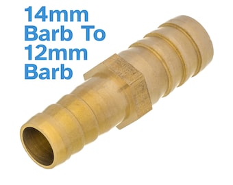 Brass Fitting 14mm To 12mm Barb Straight Hose Valve Pipe Connector Joint Air Water Gas Converter Adapter Reducer Barbed Tube Replace Tool
