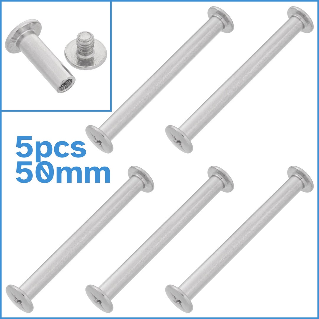 5 Sets 50mm X 5mm Chicago Bookbinding Screws Nickel Plated Phillips ...