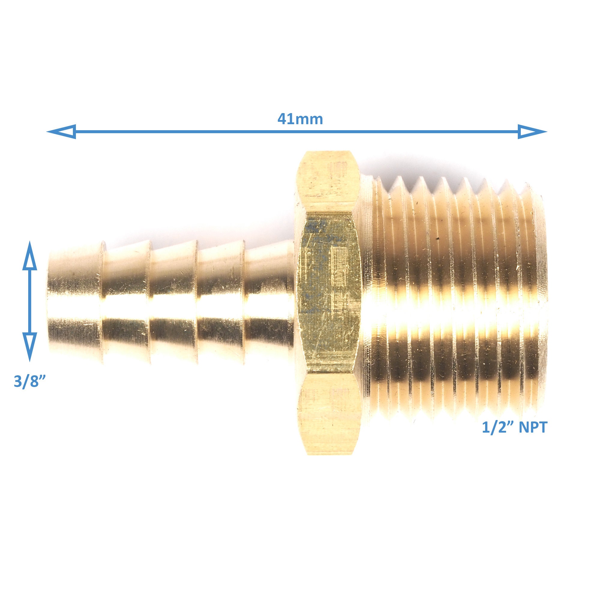 3/8" Schlauchstangenbogen Auf 1/2" NPT Stecker – Messing-Fitting Für Wasser, Gas, Luft, Kraftstoff