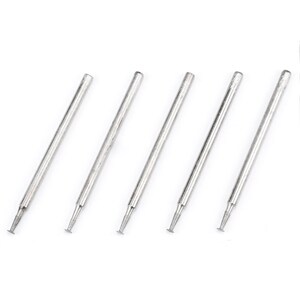 May include: Five silver metal rotary tools with a pointed tip. The tools are arranged in a row on a white background.