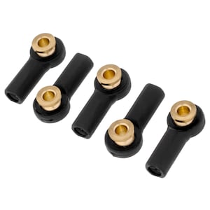 Könnte beinhalten: Fünf schwarze und goldene Kugelkopf-Verbindungen für Modellbau oder Hobbyprojekte.