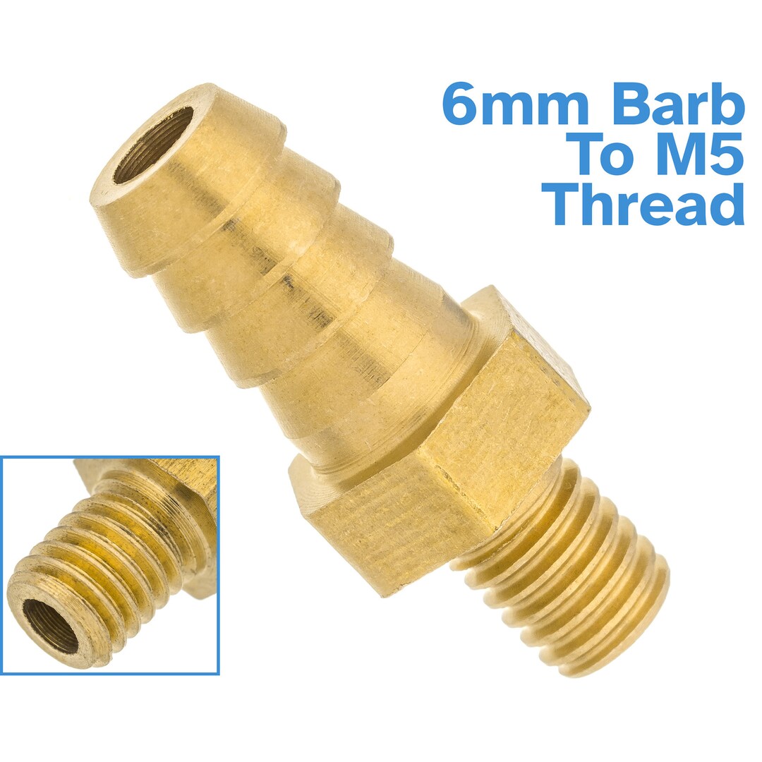 Brass Fitting 6mm Barb M5 Metric Male Thread Hose Tail End Threaded ...