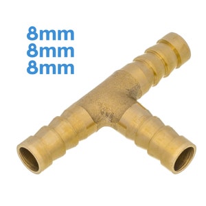 Può includere: Connettore per tubo a T in ottone con tre aperture da 8 mm.