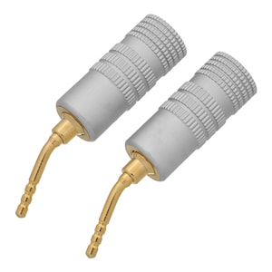 2 stks Vergulde 2mm Banaan Pin Terminal Hi-Fi Luidsprekerkabel Plug Connector Schroef Klem 45 Graden Hoek tip Verbinding
