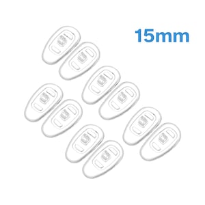 5 Pairs 15mm x 8mm Curved Oval Nose Pads Clear Silicone Eyeglass Glasses Reading Specs Spectacles Anti Non Slip Screw In On Fix Replace Part