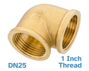 Brass 1" BSP Female to Female Threaded Elbow Fitting 90 Degree Pipe Connector DN25 Diametre Nominal Thread Coupler Adaptor Water Gas Fuel