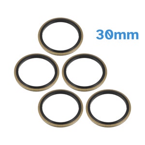 Könnte beinhalten: Fünf goldene und schwarze 30 mm Unterlegscheiben.