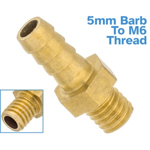 Brass Fitting 5mm Barb M6 Metric Male Thread Hose Tail End Threaded Pipe Connector Joint Adapter Barbed Tube Replace Connecting Bit Tool
