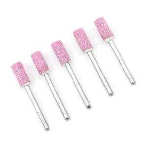 5pcs 6mm Cylinder Abrasive Ceramic Stone Burr 3mm Shank Chrome Corundum Polishing Grinding Buffing Rotary Drill Bit Bur File Mount Tip Tool