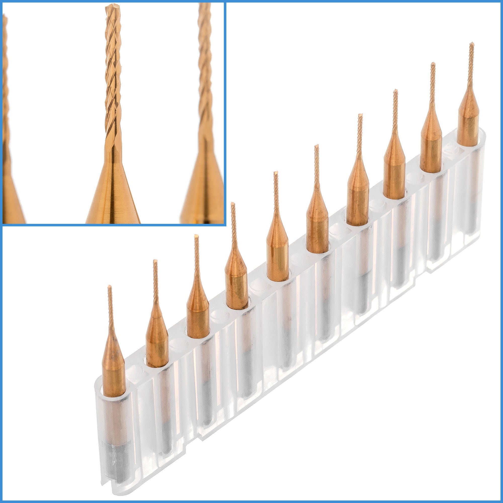 10pcs 0.8mm Tungsten Carbide Corn Milling Cutter 3.175 (1/8") Shank High Precision Micro Mini Hole Saw End PCB CNC Rotary Drill Bit Tool Set
