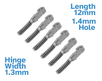 6pcs 1.4mm Hole 12mm x 1.3mm Glasses Spring Hinge - Eyeglass Frame Making & Customisation - Insert Joint Optical Flex Temple Specs Spectacle