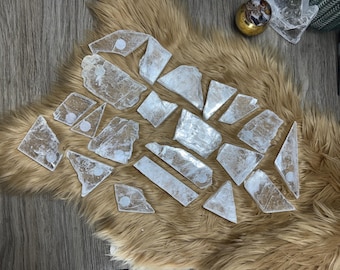 Natural Selenite Slab – Clear Gypsum Crystal for Cleansing, Spiritual Awakening & Mental Clarity