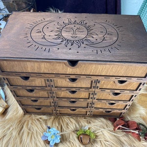 Tarot Card Organizer: 13-Drawer Box for 12 Decks, Altar Decor, Jewelry Storage, Divination Tool V.1
