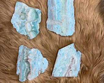 Hemimorphite Stone Slab – Natural Blue Hemimorphite Crystal, Polished Mineral Specimen, Healing Crystal Decor