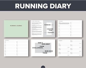 365 Running Journal, Undated Training Planner and Tracker, 52 Week Running Diary Log book, Runner Gift, Printable Workbook