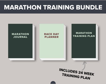 Marathon Bundle - Marathon Log Book, 24 Week Marathon Training Plan and Race Day Planner | Beginner Marathon Running Programme | PDF