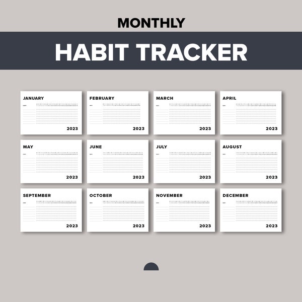 Monthly Habit Tracker Printable, 2023 Running Habit Tracker Landscape, Routine Tracker, 30 Day Habit Challenge, Instant Download PDF