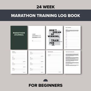 First Marathon Training Planner and Tracker, 24 Week Running Diary Log book, Marathon Training Journal, Runner Gift, Printable Workbook