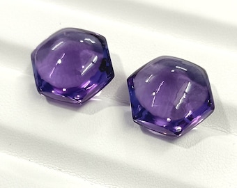 15mm Natural Purple Amethyst Hexagon Cabochon, Loose Gemstone