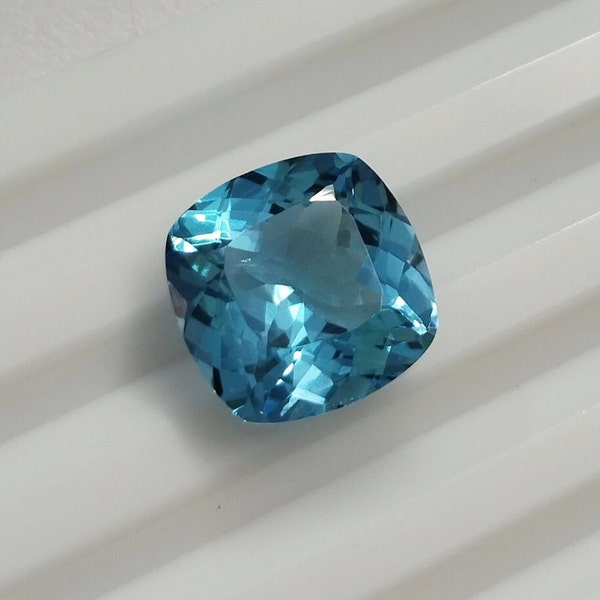12mm X 7mm AAA Quality Natural Swiss Blue Topaz Square Cushion Cut Gemstone, Faceted Gemstone, Loose Gemstone, Use For Making Jewelry.