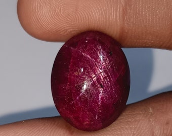 Natural Ruby Star Gemstone, Loose Oval Ruby (21x16mm)